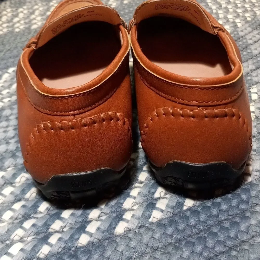 Stacy Adams CYGNET MOC TOE BIT Tan leather mens 10 dress shoe loafer hand stitch - Picture 5 of 16